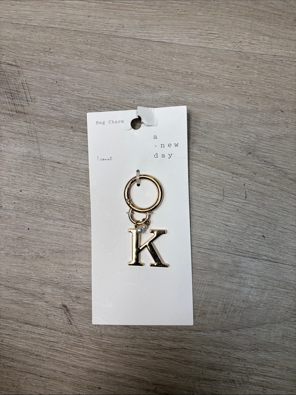 a new day Gold 'K' Initial Keyring Charm